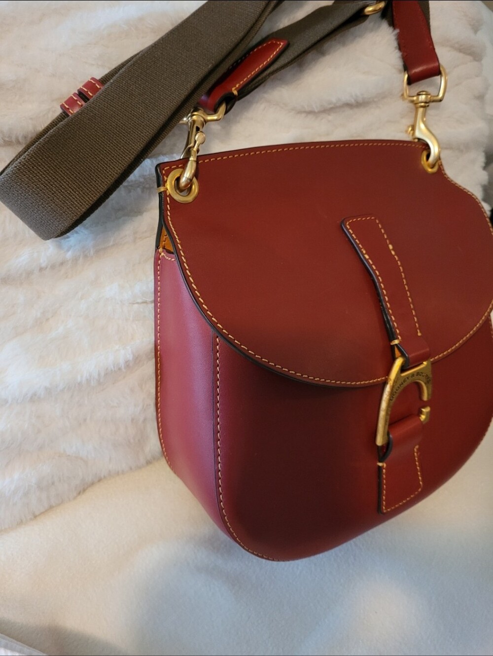 Dooney & Bourke Crimson Red Leather Crossbody Saddle Bag